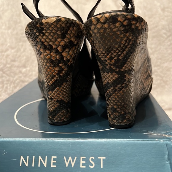 Nine West Freebornr Black Croc Design Wedge Heel - Picture 7 of 8